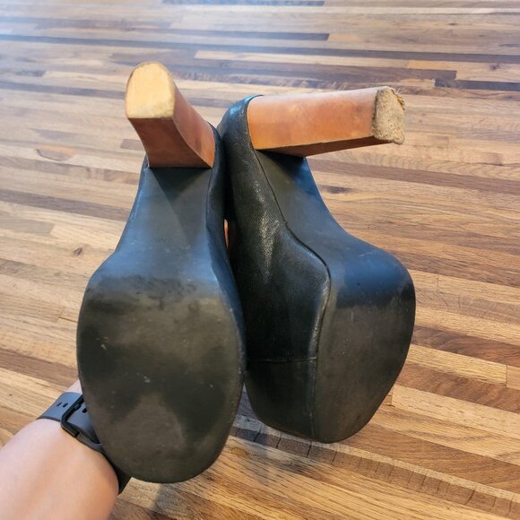 Jeffrey Campbell Lita Handmade Havana Last Black Leather Platform Bootie - Picture 10 of 15